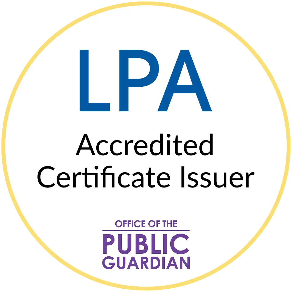 LPA Accredited Certificate Issuer badge from the Office of the Public Guardian
