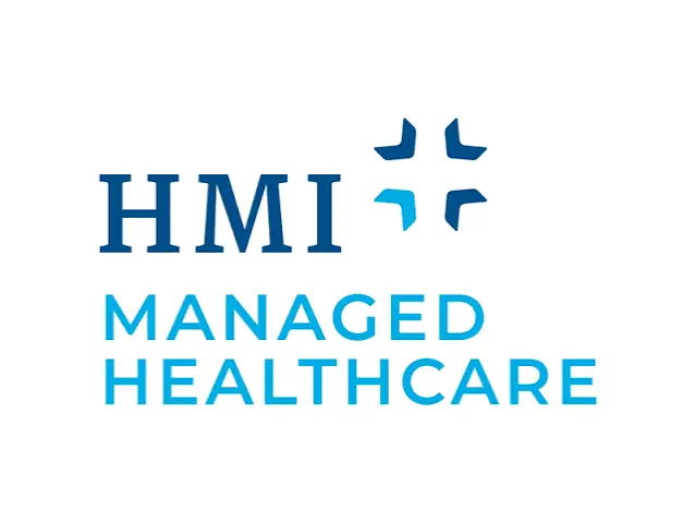 Logo reading 'HMI' in dark blue with a teal cross-like symbol to the right, followed by 'MANAGED HEALTHCARE' in light blue.