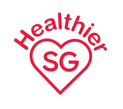 Healthier SG logo: red heart outline with 'SG' inside and 'Healthier' arcing above on a black background.