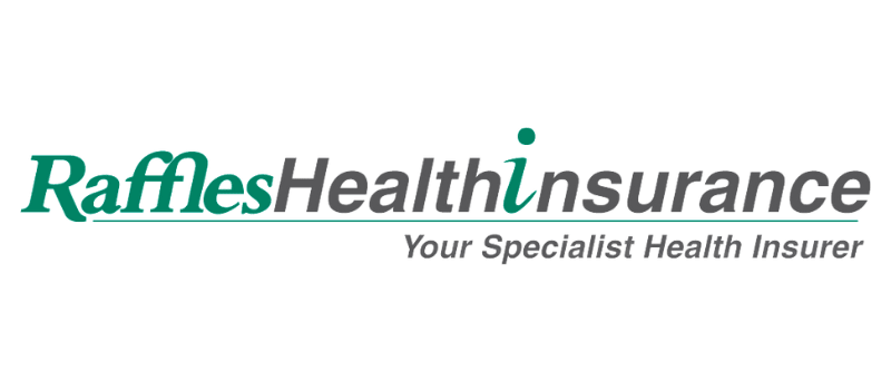 Rafles Health Insurance logo in teal and gray with tagline 'Your Specialist Health Insurer'.